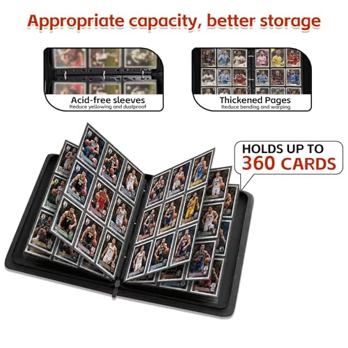 9 Pocket Trading Card Binder, 3-Ring Card Album - color: White, size: Large