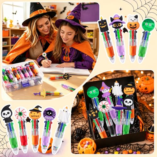 24PCS Halloween Fun Mini Multicolor Pens 4-in-1 for Party Favors Gift - style: Cute Halloween-24pcs