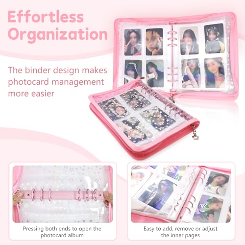 A5 Photocard Binder Holder Photo Card Storage Book 320 Pockets, Pink - color: Pink
