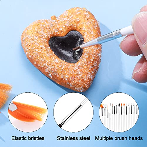 15pcs Cake Painting Brushes, Cake Decorating Brushes Kit, Food Paint Brush Tools, Fondant Sugar Cookie Painting Brushes Supplies for Cake Decoration (White) - color: White
