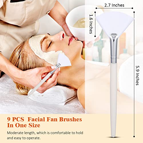 Maitys 9 Pieces Facial Fan Mask Brushes, White, Yellow - color: White, Yellow