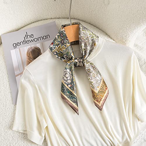 100% Mulberry Silk Scarf - 25.6" Square Neckerchief & Headscarf Gift Packed - color: Decor