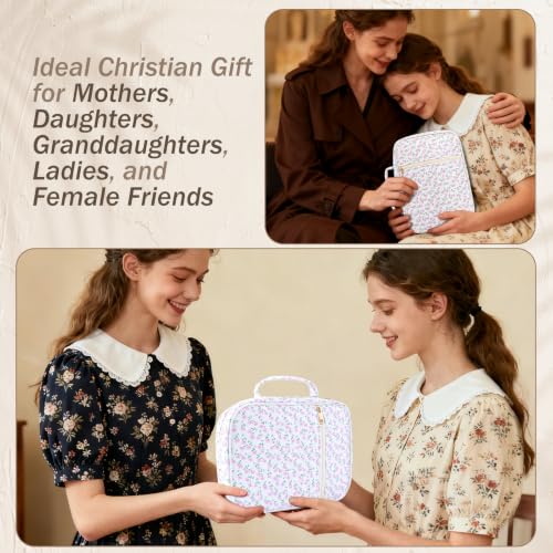 XKDOUS Bible Cover for Women Bible Bag Kit Church Book Holder Carrying Case - color: Lilac