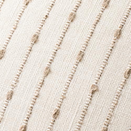 Foindtower Boho Striped Boucle Lumbar Throw Pillow Covers 12x20 Cream Camel - color: Irish Cream, size: 20" x 12" (Pack of 2)