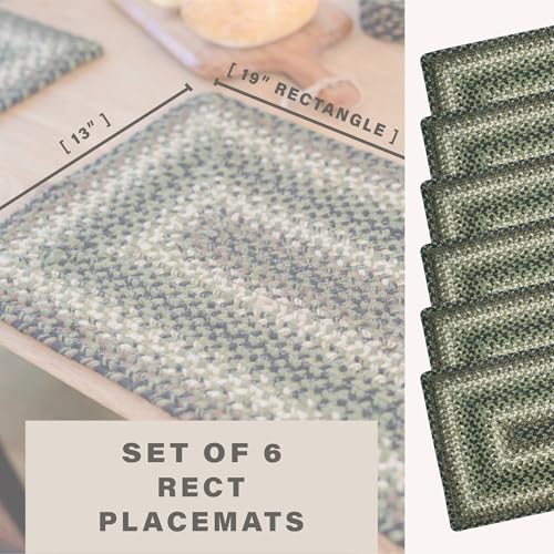 Homespice Pinecone Braided Placemats for Rustic Decor, Rect 13x19 Set of 6 - color: Pinecone