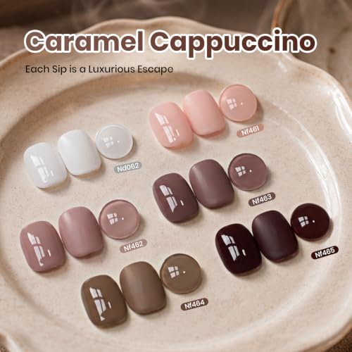 Beetles Neutral Gel Polish Set, 6 Neutral Brown Colors Gel - color: C - Creme | Caramel Cappuccino