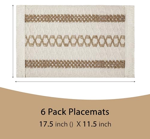 Ruvanti Placemats Set of 6, 17.5"x11.5" Polycotton Place Mats - Tri Stripe - color: Tri Stripe