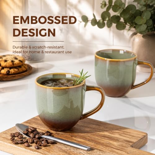 theterra Ceramic Coffee Mugs Set of 6, 12 oz Coffee Cups with Handle - color: Sage Umber, size: 12 OZ (Set of 6)