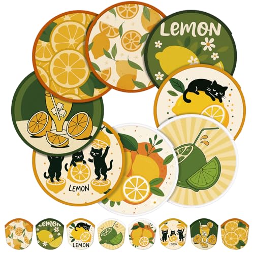 Gejoy 24 Pcs Capri Lemon Foldable Flying Disc Hand Fans Round 8 Style - color: Capri Lemon