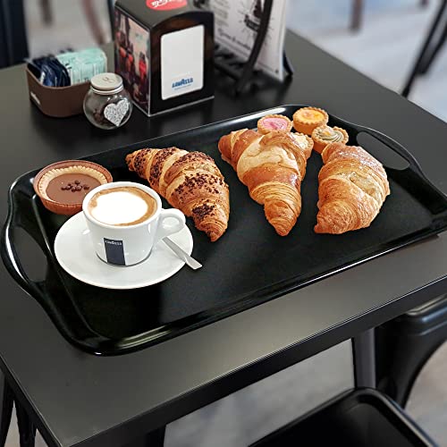 KAQAHIDO Large Melamine Serving Trays for Eating, Set of 2, Black - color: Black