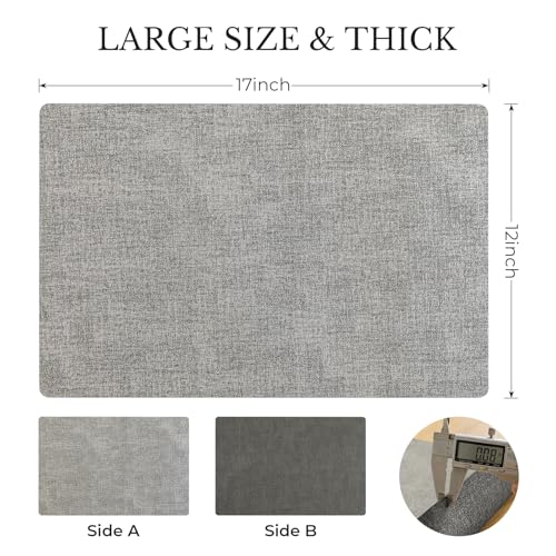 Romanstile Vinyl Placemats Set of 6, Reversible Faux Leather Wipeable Table Mats - color: Grey-light Grey, size: PCS4