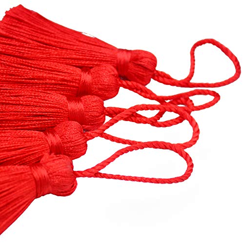 20Pcs 4.3 Inch Silky Mini Craft Tassels for Earrings, Souvenir(Red) - color: Red