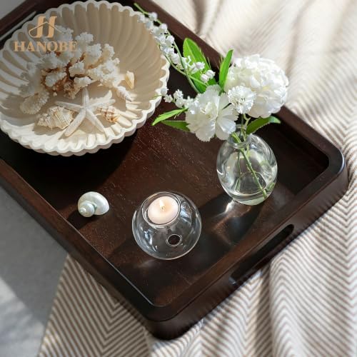 Hanobe 20" Large Wooden Ottoman Serving Trays for Coffee Table Decor