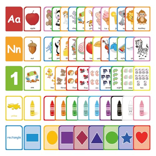 ZazzyKid Flash Cards for Toddlers-Learn Alphabets, Numbers, Colors & Shapes - size: 3.5x5"