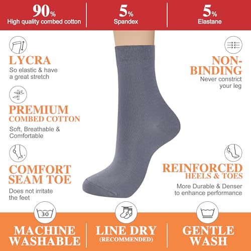ATBITER Women Thin Cotton Crew Socks,Ankle Bootie Casual Dress Socks 6Pairs - color: 6 Pairs Multicolor, size: 9-11