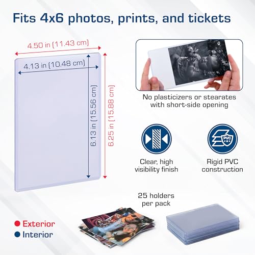 BCW 4x6 Photo & Postcard Topload Holders – 50 Pack | Blue-Tinted 4x6 Toploader Protectors for Photos, Prints & Postcards | Rigid Plastic Toploaders for Display & Storage - size: 50 Pack
