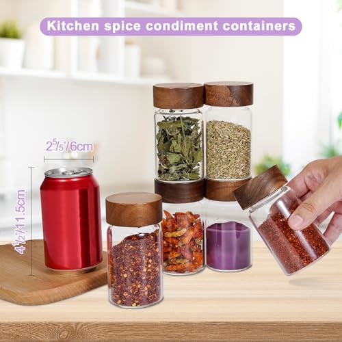 6 oz Glass Spice Jars Herb Seasoning Containers Small Glass mason Jars with Wooden Airtight Lids Food Storage Canister for Sugar Ground Kitchen Pantry Tea Coffee Bean Cookies Salt (6oz(177ml)*6 pack) - color: 6oz(177ml)*6 pack