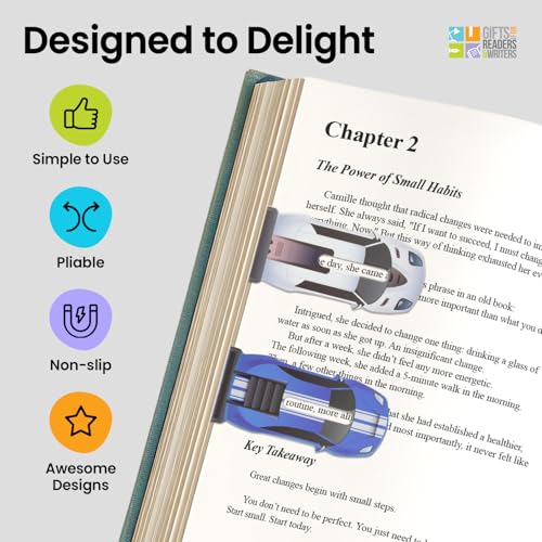 Thinking Gifts Magnetic Linemarker Bookmark for Easy Tracking - Car - color: Fast Cars