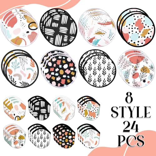 Gejoy 24 Pcs Abstract Botanical Folding Flying Disc Fans Handheld 8 Styles - color: Abstract Botanical