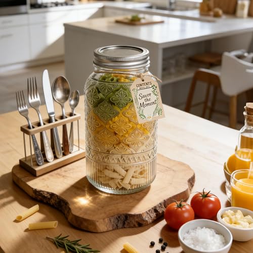 64oz Glass Mason Jars Wide Mouth 3-Pack with Airtight & Leakproof Lids - color: Clear01-64oz