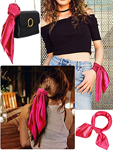 SATINIOR Square Neck Scarf Women - color: Light Red, size: 23.6 x 23.6 inches
