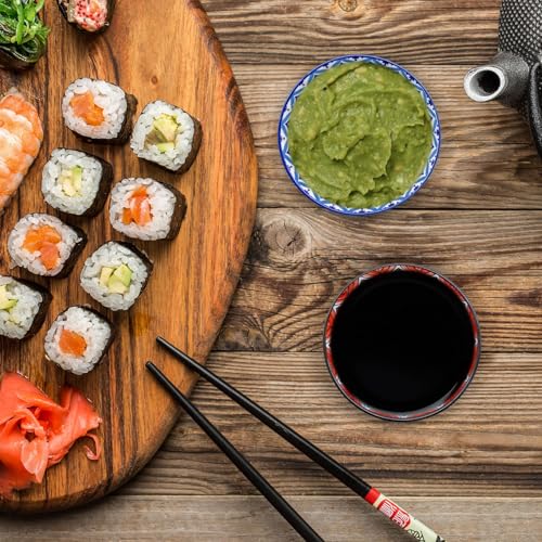6 PCS Ceramic Dipping Bowls, Bohemian Round Seasoning Dishes, Vinegar Spice Salad Soy Sushi Wasabi Saucer