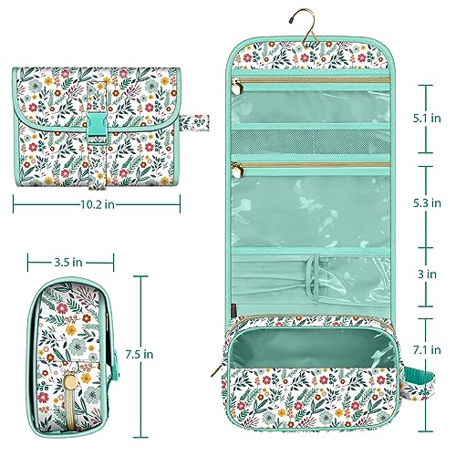 FINTIE Hanging Toiletry Bag Portable Travel Cosmetic Makeup Organizer - color: Spring