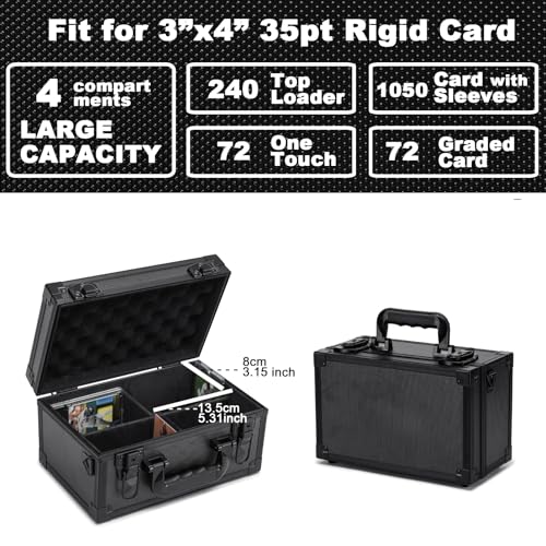 Collectable Trading Card Cases, Toploaders Storage Box, Magnetic Card Storage Hard Cabinet, Graded Card Storage Case, Sports & Trading Collector Storage Box (black) - color: Black, size: Small