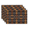African Tribal Placemats Rectangle Linen Table Placemet Set of 4 - color: Brown Black, size: Set of 4