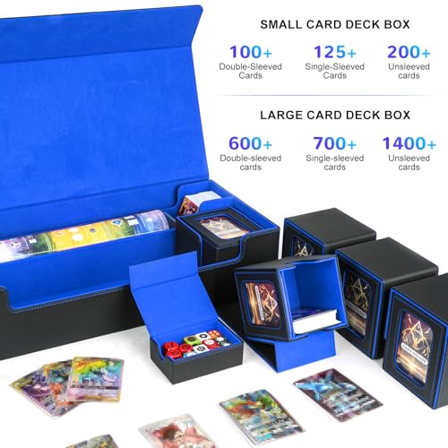 Card Deck Box for MTG Commander, Large 6 in 1 Card Display Deck Case - color: Black & Blue, size: 6 Boxes Set