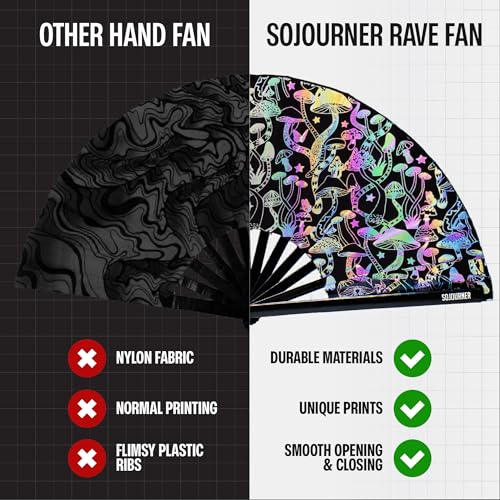 SoJourner Folding Rave Fan, Reflective Mushroom - color: Reflective Mushroom