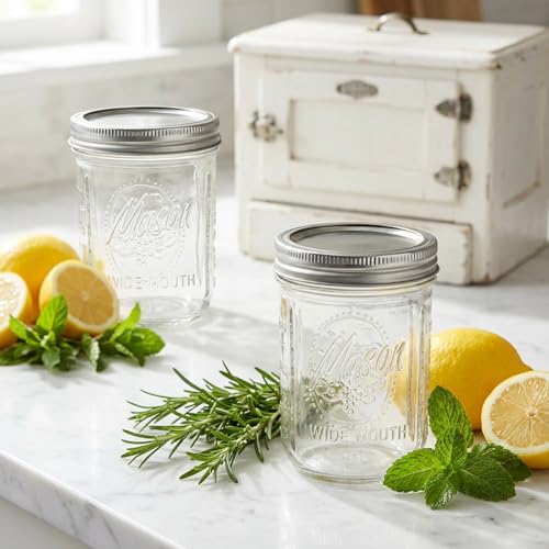 WELLIFE 6-Pack Mason Jars 16 oz with Lids – Wide Mouth Glass mason jars, Airtight Leak-Proof canning jars 16 oz for Food Storage, Fermenting, Pickling, Freezing, and Crafts - color: Clear Mason Jars 16oz-6Pcs