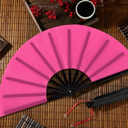 Maitys 4 Packs Large Folding Hand Fans, 13'', White,Blue,Green and Rose Red - color: White,blue,green and Rose Red