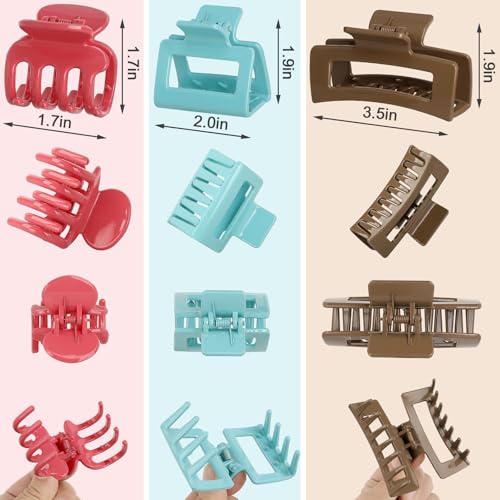 SMKSL 12 Pcs Hair Claw Clips for Women & Girls 3 Styles Hair Accessories - color: Gloss Colorful