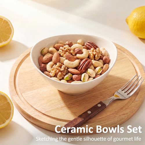 Teocera 5 Inch Porcelain Small Bowls Set, 6 Ounce small serving bowls for Dessert, Ice Cream, Snack, Dipping, Side Dishes, Microwave & Dishwasher Safe- Cream Yellow - color: Cream, size: 6 Ounce
