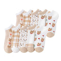 Cute Animals/Flowers Patterned Ankle Socks for Women - color: 10 Pairs-bear