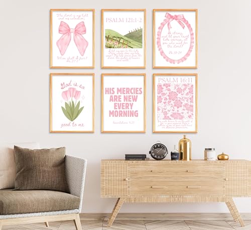 QLDENIX 6PCS 12X16in Pink Christian Canvas Wall Art Bible Verses Posters - color: Pink Bible-poster, size: 16"Lx12"W