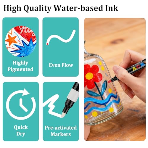 Acrylic Paint Markers Bulk 144 Pack 12 Colors Medium Tip for Teacher School