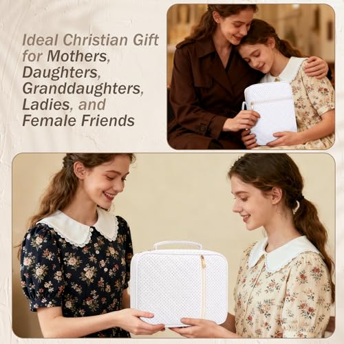 XKDOUS Bible Cover Case for Women Bible Bag Journaling Kit w/Study Supplies - color: Black Dot, size: Large