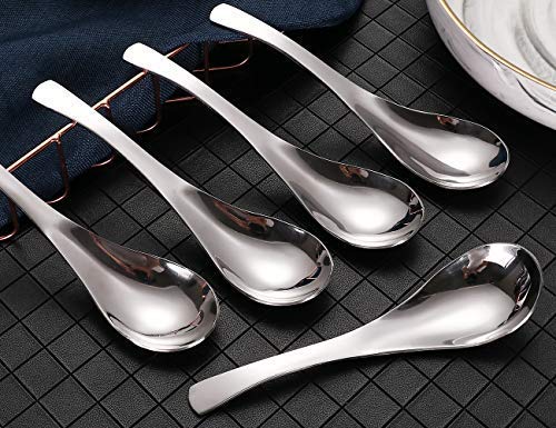 Soup Spoons,Stainless Steel Short Handle Spoons, Classic And Durable Soup Spoon, Set of 5. - size: M