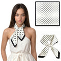 Seawhisper Premium Printed Satin Silk-Like Neck Scarf for Women Square 26" - color: White