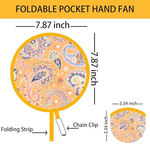 4 Pack Classic Paisley Pattern Foldable Hand Fans, Versatile Round Handheld Fans for Travel, Events, Indoor and Outdoor (Paisley) - style: Paisley