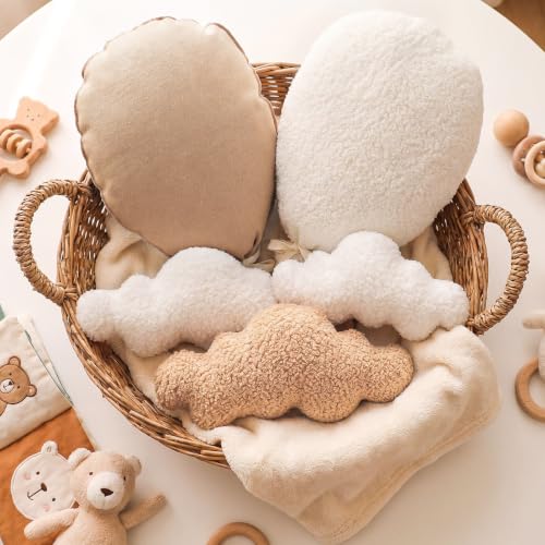 Kathfly 5 Pcs Large Nursery Wall Decor Fabric Cloud Balloon Nursery, Brown - color: Brown