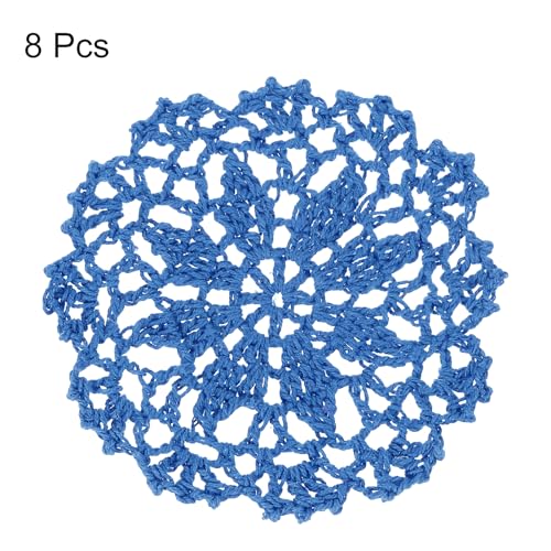 uxcell Fabric Coasters, 8pcs 4" - Cotton Woven Crochet Doilies, Lace Embroidery Cup Mat with Floral Pattern for Wedding Party Decoration (Lake Blue) - color: Lake Blue