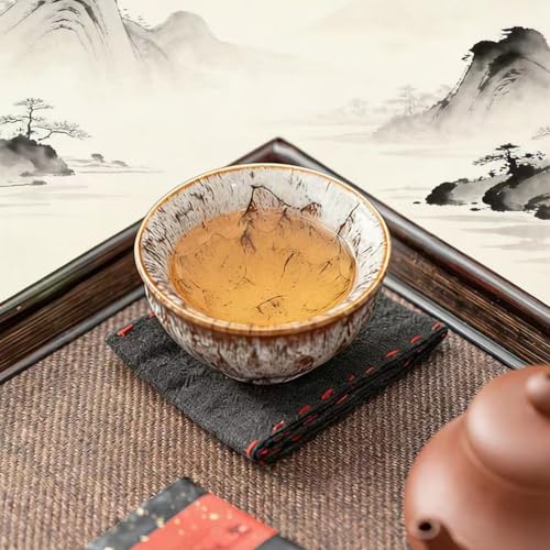 Ceramic Tea Cup, Chinese Kung Fu Tea Set, Japanese Cup, Gift Box Packaging for Birthday, Father's Day, Christmas (5 Color Bowl cup) - color: 5 Color Bowl cup