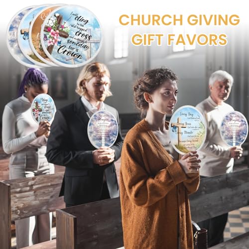 Tradder 50 Pcs Christian Church Fans Bulk Foldable Hand Fans, Stylish - style: Stylish