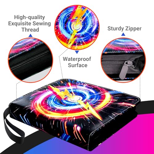 Trading Card Binder for TCG Cards, 4-Pocket Portable Card Collector Ablum Holder Book Fits 400 Cards with 50 Removable Sleeve, Waterproof Card Binder Display Storage Carrying Cases -Lightning - color: Lightning-400 cards 2