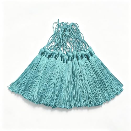 100Pcs 5 Inch Silky Bookmark Tassels for Jewelry, Souvenir (Green) - color: Green