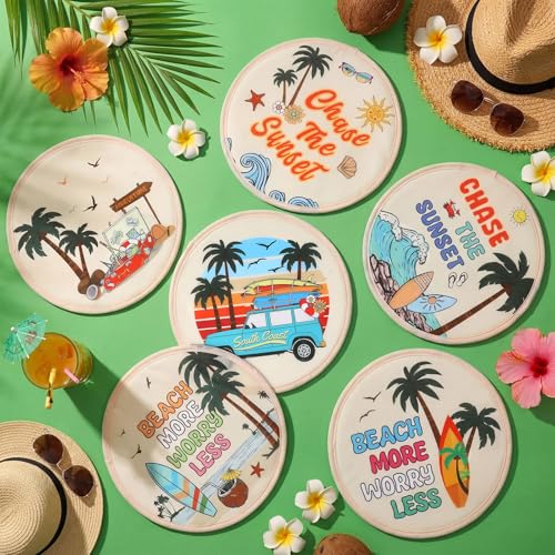 Gejoy 24 Pcs Beach Vacation Foldable Hand Fans Flying Disc 8 Style - color: Beach Vacation