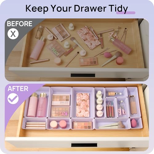 Vtopmart 25 Pack Plastic Drawer Organizers with Anti-slip Rubber Pads - color: Lilac